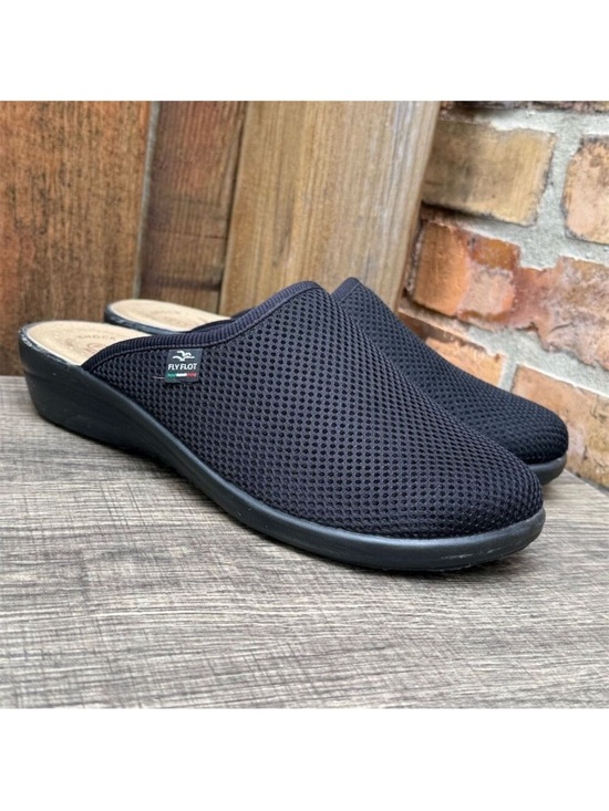 Fly Flot Shoes - Fly Flot Italian Knit Women's Black Mesh Slip-On Mules Clogs Slipper Shoe Size 9